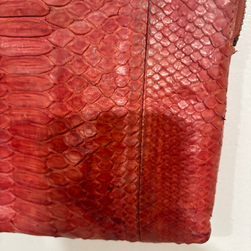 Johnny Ramli Designer Red Snakeskin Zip Bag/Clutch - Picture 9 of 16